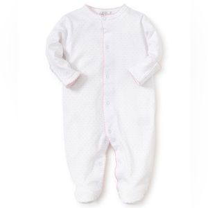 NWT Kissy Kissy Pima Cotton Snap Footie 3-6M White With Pink Dots